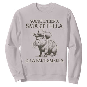 Funny Capybara Sweatshirt Retro Smart Fella Capybara Vintage 90s TS10 Ice Gray Print Your Wear