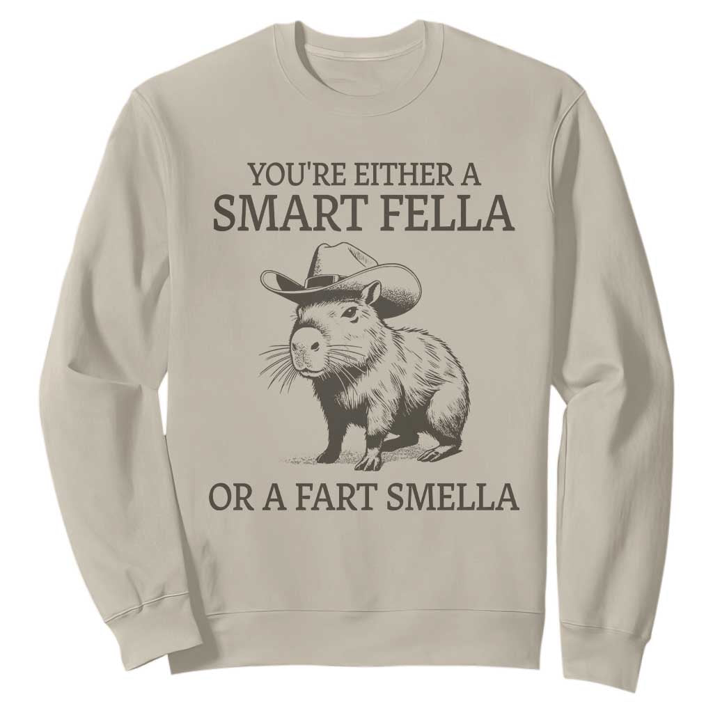 Funny Capybara Sweatshirt Retro Smart Fella Capybara Vintage 90s TS10 Sand Print Your Wear