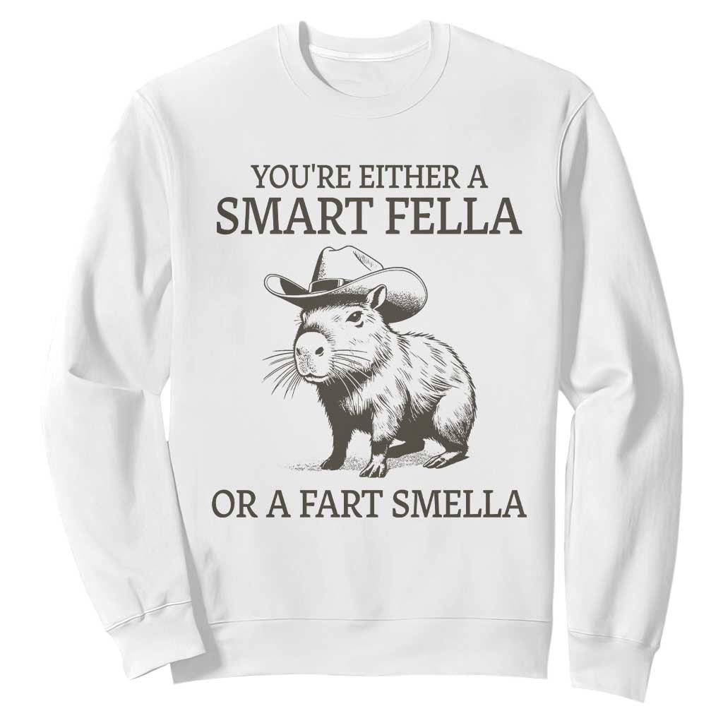 Funny Capybara Sweatshirt Retro Smart Fella Capybara Vintage 90s TS10 White Print Your Wear