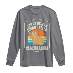 Funny Capybara Long Sleeve Shirt Vintage Retro Rodent Dont Be Worry Be Capy TS10 Charcoal Print Your Wear