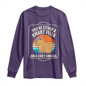 Funny Capybara Long Sleeve Shirt Vintage Retro Rodent Dont Be Worry Be Capy TS10 Purple Print Your Wear