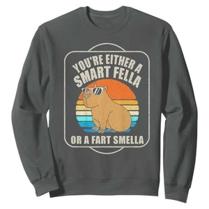 Funny Capybara Sweatshirt Vintage Retro Rodent Dont Be Worry Be Capy TS10 Dark Heather Print Your Wear