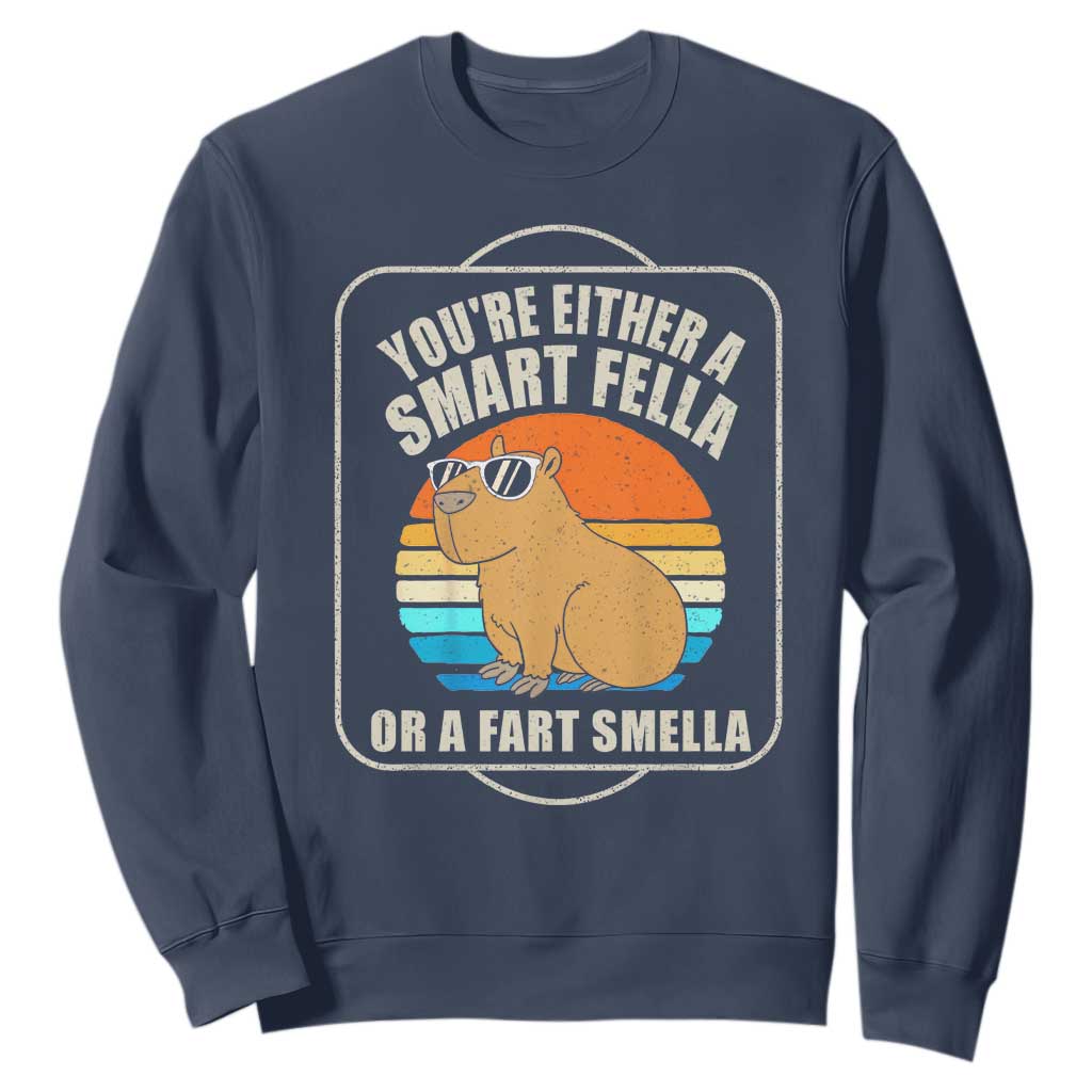 Funny Capybara Sweatshirt Vintage Retro Rodent Dont Be Worry Be Capy TS10 Navy Print Your Wear