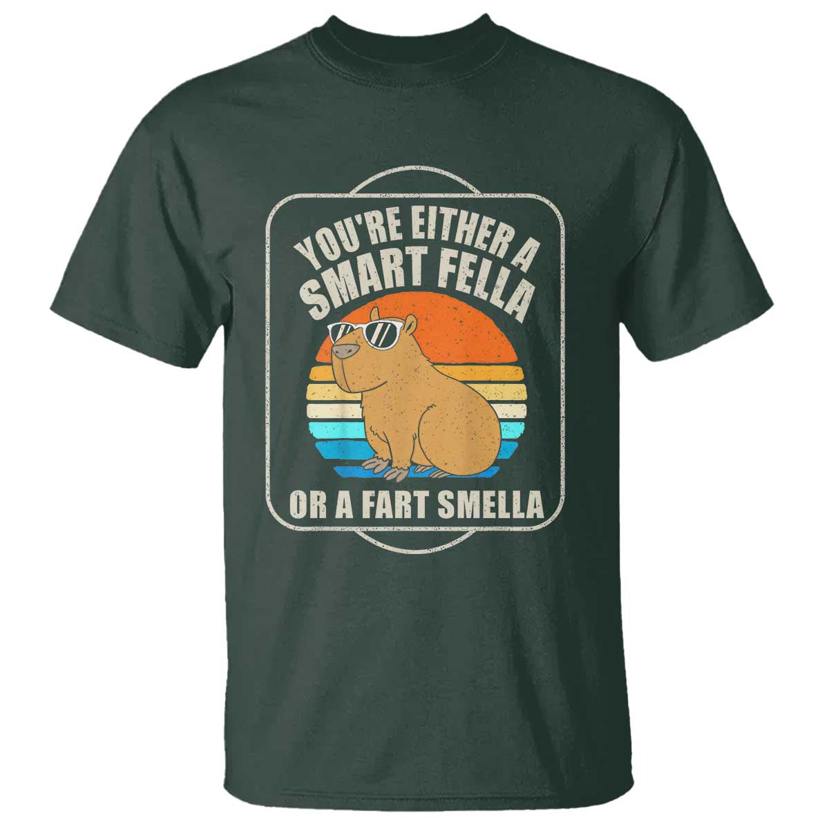 Funny Capybara T Shirt Vintage Retro Rodent Dont Be Worry Be Capy TS10 Dark Forest Green Print Your Wear