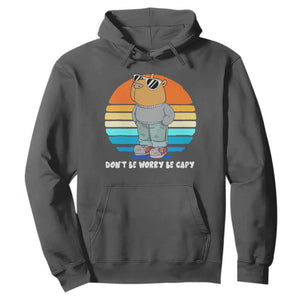 Funny Capybara Hoodie Vintage Rodent Dont Be Worry Be Capy Chill Capybara TS10 Dark Heather Print Your Wear