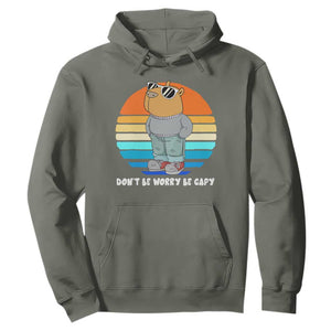 Funny Capybara Hoodie Vintage Rodent Dont Be Worry Be Capy Chill Capybara TS10 Military Green Print Your Wear