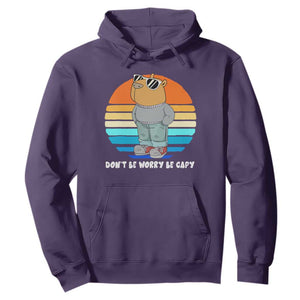 Funny Capybara Hoodie Vintage Rodent Dont Be Worry Be Capy Chill Capybara TS10 Purple Print Your Wear