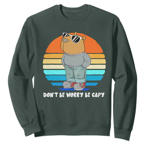 Funny Capybara Sweatshirt Vintage Rodent Dont Be Worry Be Capy Chill Capybara TS10 Dark Forest Green Print Your Wear