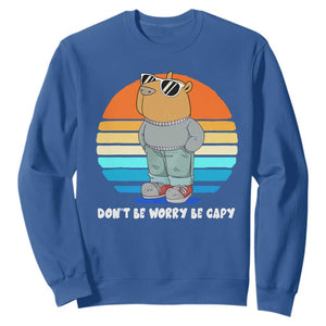 Funny Capybara Sweatshirt Vintage Rodent Dont Be Worry Be Capy Chill Capybara TS10 Royal Blue Print Your Wear