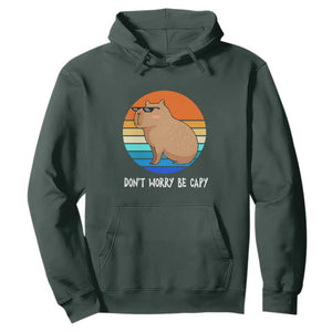 Funny Capybara Hoodie Vintage Rodent Dont Be Worry Be Capy TS10 Dark Forest Green Print Your Wear