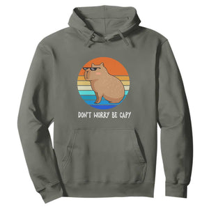 Funny Capybara Hoodie Vintage Rodent Dont Be Worry Be Capy TS10 Military Green Print Your Wear