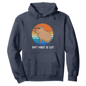 Funny Capybara Hoodie Vintage Rodent Dont Be Worry Be Capy TS10 Navy Print Your Wear