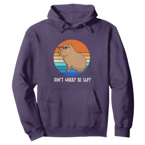 Funny Capybara Hoodie Vintage Rodent Dont Be Worry Be Capy TS10 Purple Print Your Wear