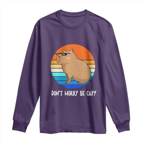 Funny Capybara Long Sleeve Shirt Vintage Rodent Dont Be Worry Be Capy TS10 Purple Print Your Wear