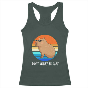Funny Capybara Racerback Tank Top Vintage Rodent Dont Be Worry Be Capy TS10 Dark Forest Green Print Your Wear