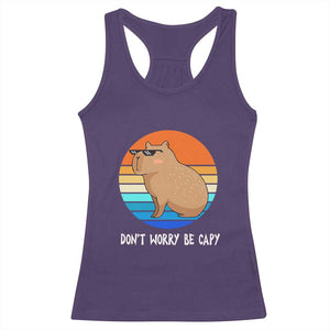 Funny Capybara Racerback Tank Top Vintage Rodent Dont Be Worry Be Capy TS10 Purple Print Your Wear