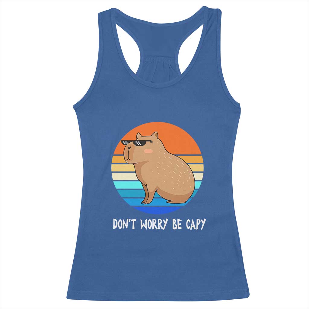 Funny Capybara Racerback Tank Top Vintage Rodent Dont Be Worry Be Capy TS10 Royal Blue Print Your Wear