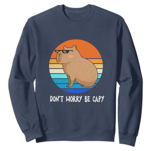 Funny Capybara Sweatshirt Vintage Rodent Dont Be Worry Be Capy TS10 Navy Print Your Wear