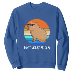 Funny Capybara Sweatshirt Vintage Rodent Dont Be Worry Be Capy TS10 Royal Blue Print Your Wear