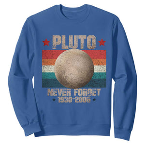 Pluto Never Forget 1930-2006 Planet Sweatshirt Funny Vintage Retro Astronomy Space TS10 Royal Blue Print Your Wear