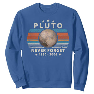 Never Forget Pluto Sweatshirt 1930-2006 Retro Style Funny Space Science TS10 Royal Blue Print Your Wear
