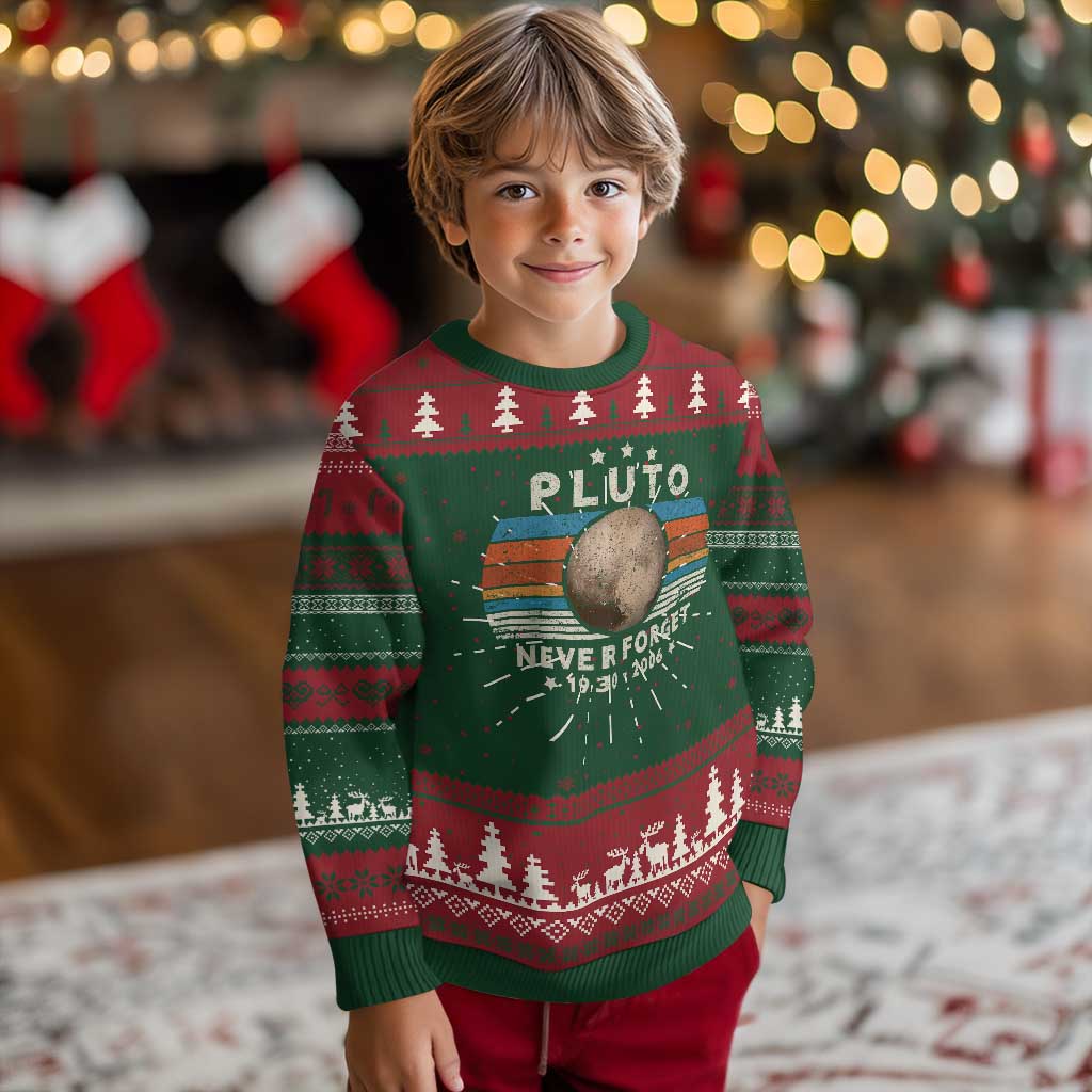 Never Forget Pluto Knit Sweatshirt 1930-2006 Retro Style Funny Space Science TS10 Christmas Print Your Wear