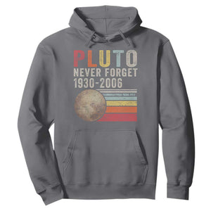 Never Forget Pluto Hoodie Retro Style Funny Space Science TS10 Charcoal Print Your Wear