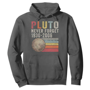 Never Forget Pluto Hoodie Retro Style Funny Space Science TS10 Dark Heather Print Your Wear