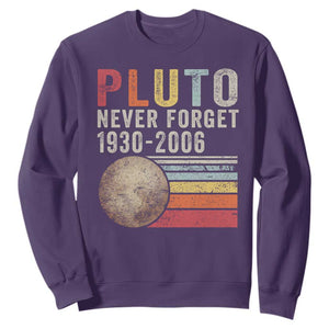 Never Forget Pluto Sweatshirt Retro Style Funny Space Science TS10 Purple Print Your Wear