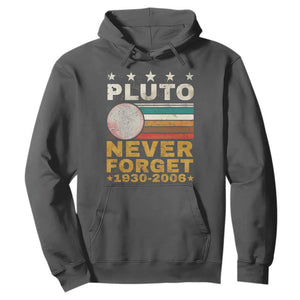 Never Forget Pluto Hoodie Retro Style Funny Space Science 1930-2006 TS10 Dark Heather Print Your Wear