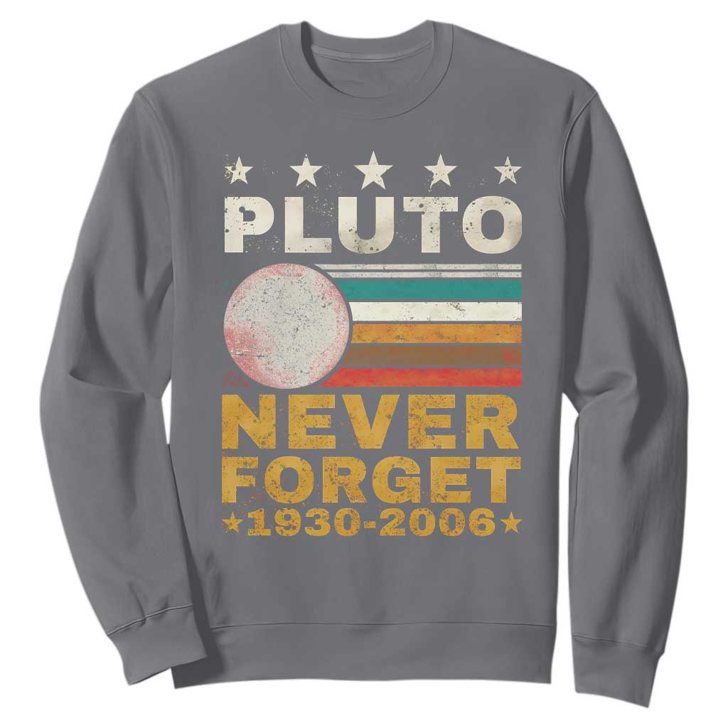 Never Forget Pluto Sweatshirt Retro Style Funny Space Science 1930-2006 TS10 Charcoal Print Your Wear