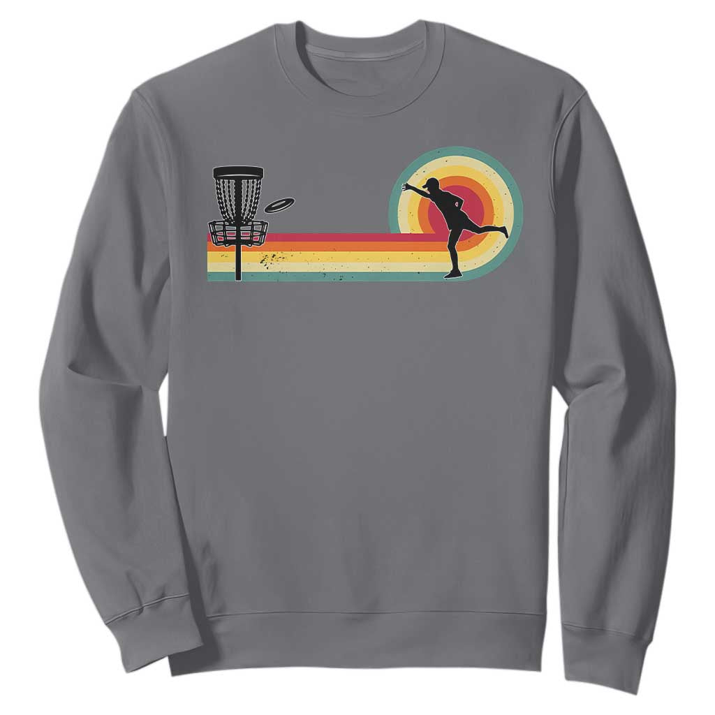 Disc Golf Retro Sweatshirt Vintage Frisbee Golf Player TS10 Charcoal Print Your Wear