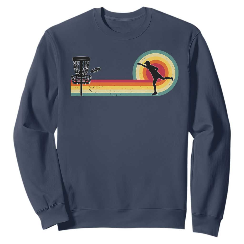 Disc Golf Retro Sweatshirt Vintage Frisbee Golf Player TS10 Navy Print Your Wear