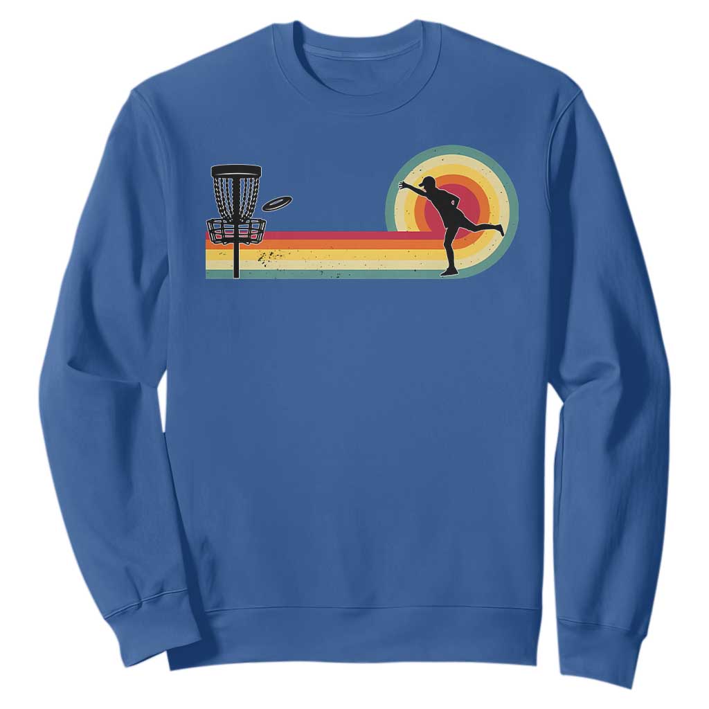 Disc Golf Retro Sweatshirt Vintage Frisbee Golf Player TS10 Royal Blue Print Your Wear