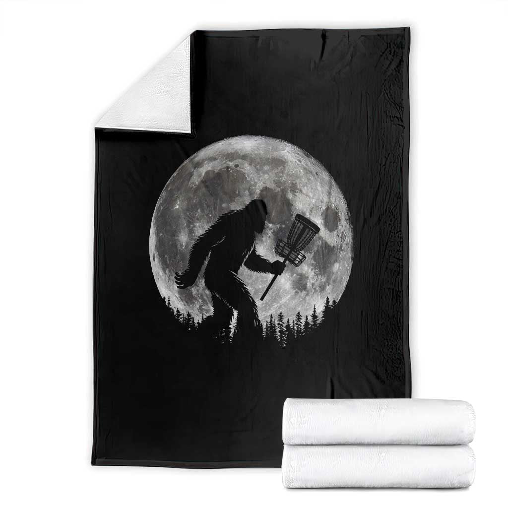 Disc Golf Bigfoot Throw Blanket Funny Cool Full Moon & Trees Sasquatch TS10 Black Print Your Wear