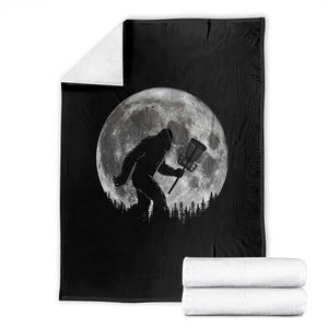 Disc Golf Bigfoot Throw Blanket Funny Cool Full Moon & Trees Sasquatch TS10 Black Print Your Wear