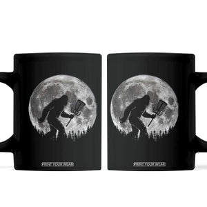 Disc Golf Bigfoot Coffee Mug Funny Cool Full Moon & Trees Sasquatch TS10 Black Print Your Wear