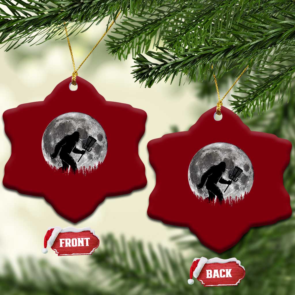 Disc Golf Bigfoot Ceramic Ornament Funny Cool Full Moon & Trees Sasquatch TS10 Print Your Wear