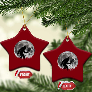Disc Golf Bigfoot Ceramic Ornament Funny Cool Full Moon & Trees Sasquatch TS10 Print Your Wear