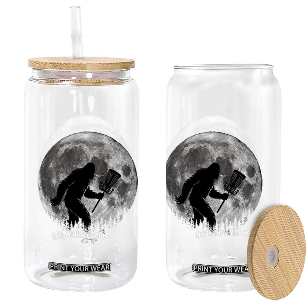 Disc Golf Bigfoot Glass Can Funny Cool Full Moon & Trees Sasquatch TS10 Print Your Wear