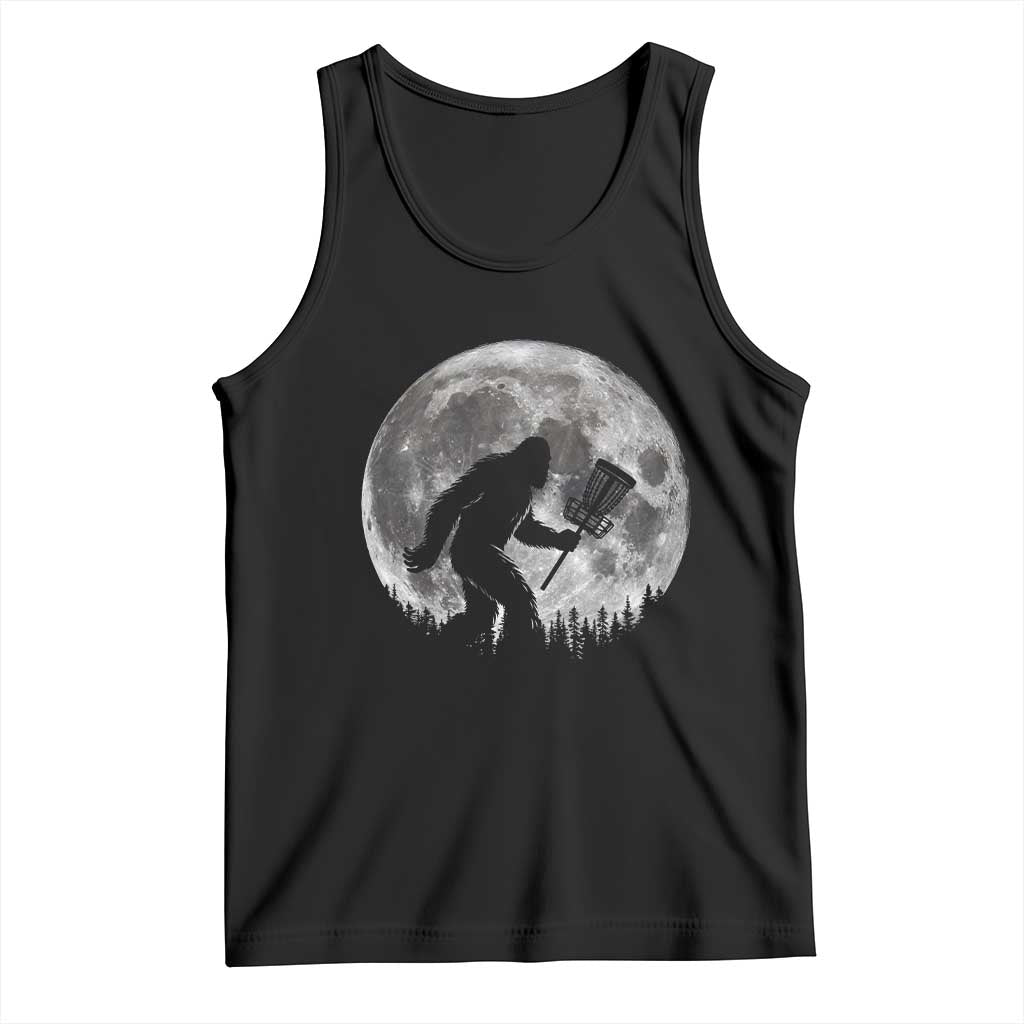 Disc Golf Bigfoot Tank Top Funny Cool Full Moon & Trees Sasquatch TS10 Black Print Your Wear