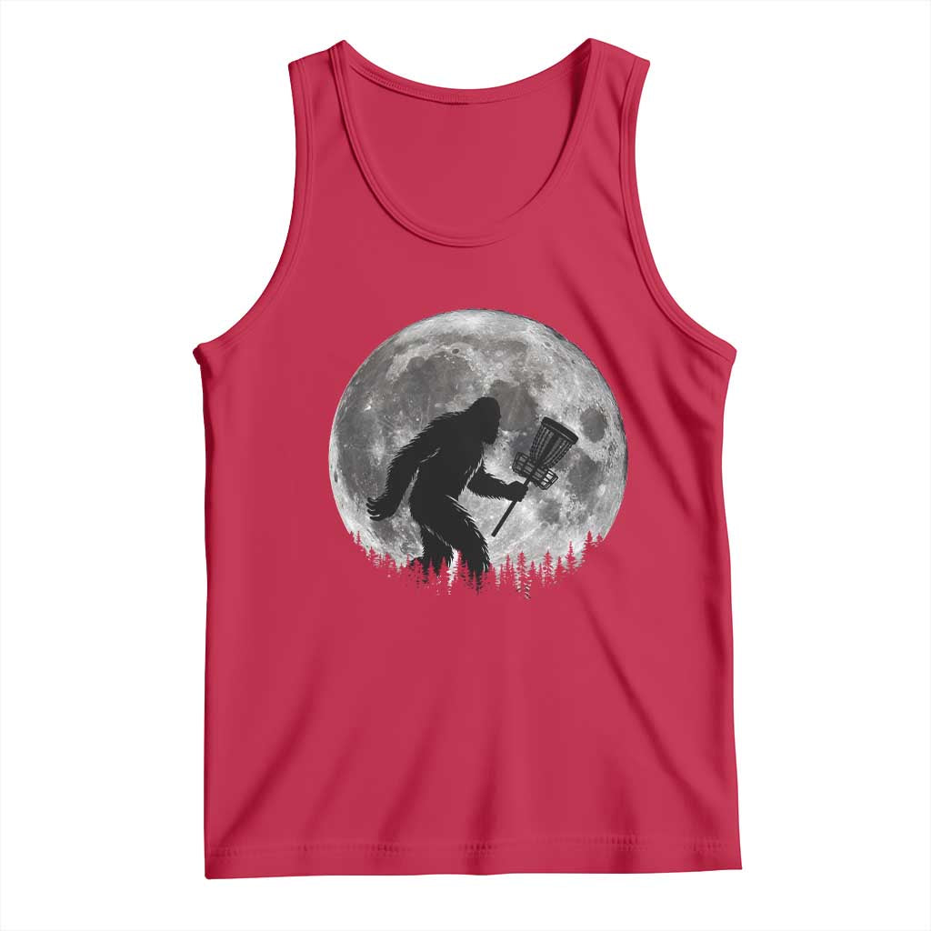Disc Golf Bigfoot Tank Top Funny Cool Full Moon & Trees Sasquatch TS10 Red Print Your Wear