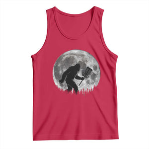 Disc Golf Bigfoot Tank Top Funny Cool Full Moon & Trees Sasquatch TS10 Red Print Your Wear