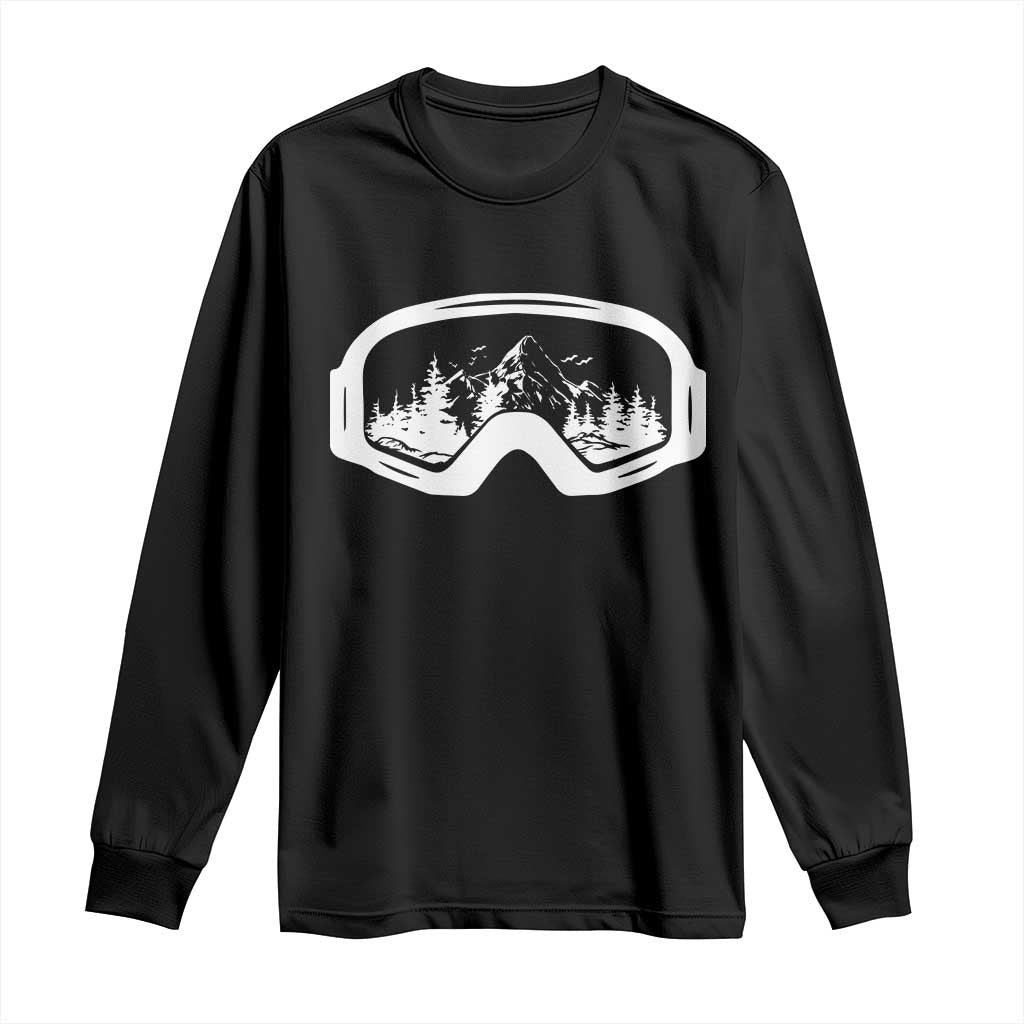 Skiing Long Sleeve Shirt Skiing Goggles Snow Wintersport Ski Snowboard TS10 Black Print Your Wear