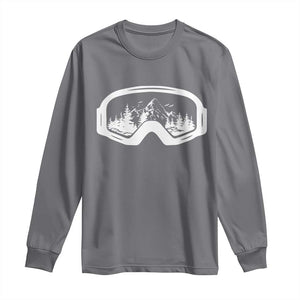 Skiing Long Sleeve Shirt Skiing Goggles Snow Wintersport Ski Snowboard TS10 Charcoal Print Your Wear