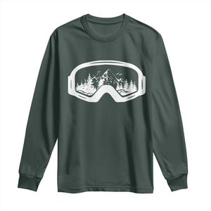 Skiing Long Sleeve Shirt Skiing Goggles Snow Wintersport Ski Snowboard TS10 Dark Forest Green Print Your Wear