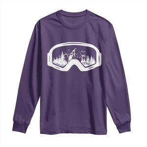 Skiing Long Sleeve Shirt Skiing Goggles Snow Wintersport Ski Snowboard TS10 Purple Print Your Wear