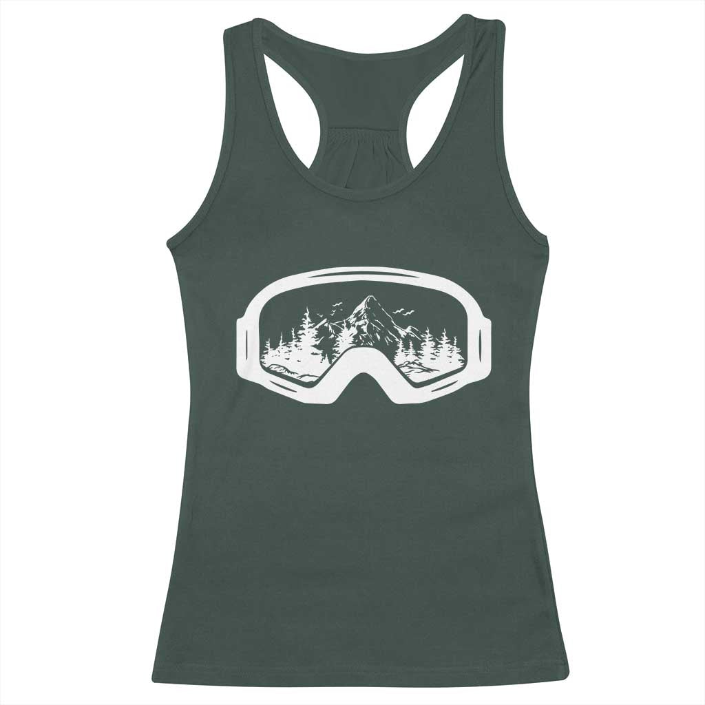 Skiing Racerback Tank Top Skiing Goggles Snow Wintersport Ski Snowboard TS10 Dark Forest Green Print Your Wear