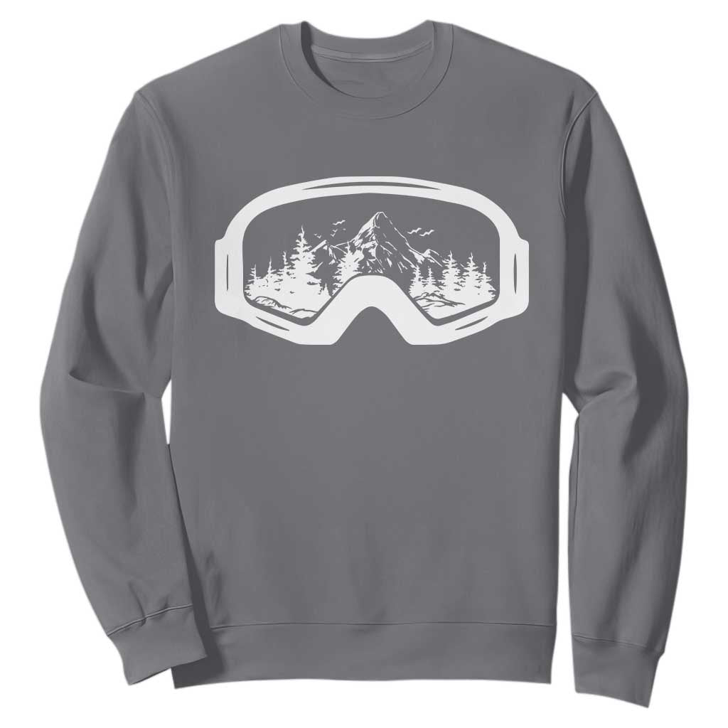 Skiing Sweatshirt Skiing Goggles Snow Wintersport Ski Snowboard TS10 Charcoal Print Your Wear