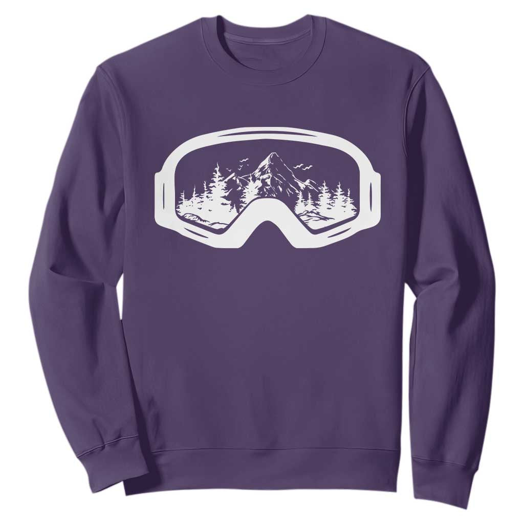Skiing Sweatshirt Skiing Goggles Snow Wintersport Ski Snowboard TS10 Purple Print Your Wear
